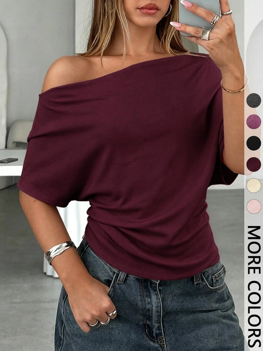 Drop Shoulder Knit T-Shirt